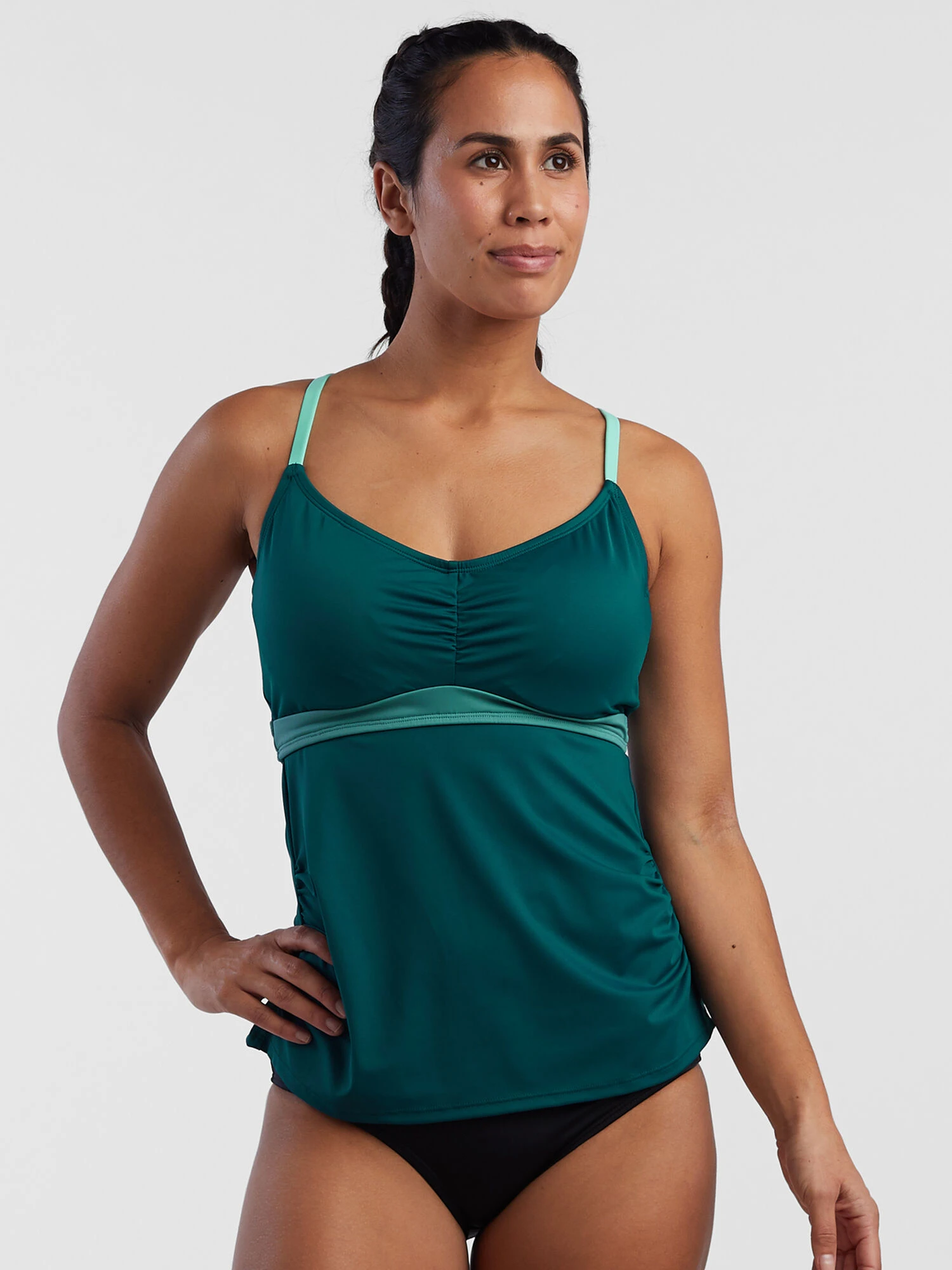 Tidal Rave Underwire Tankini Top - Colorblock - Image 2